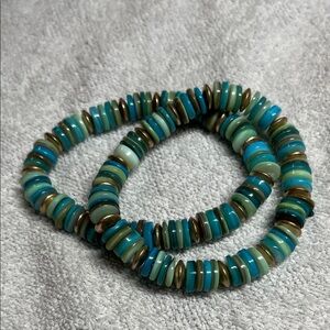Elegant blue green and gold Beaded Bracelet